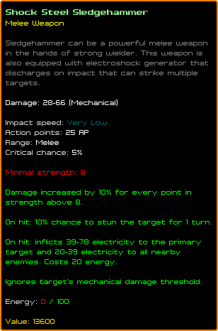 Underrail - Shock Steel Sledgehammer